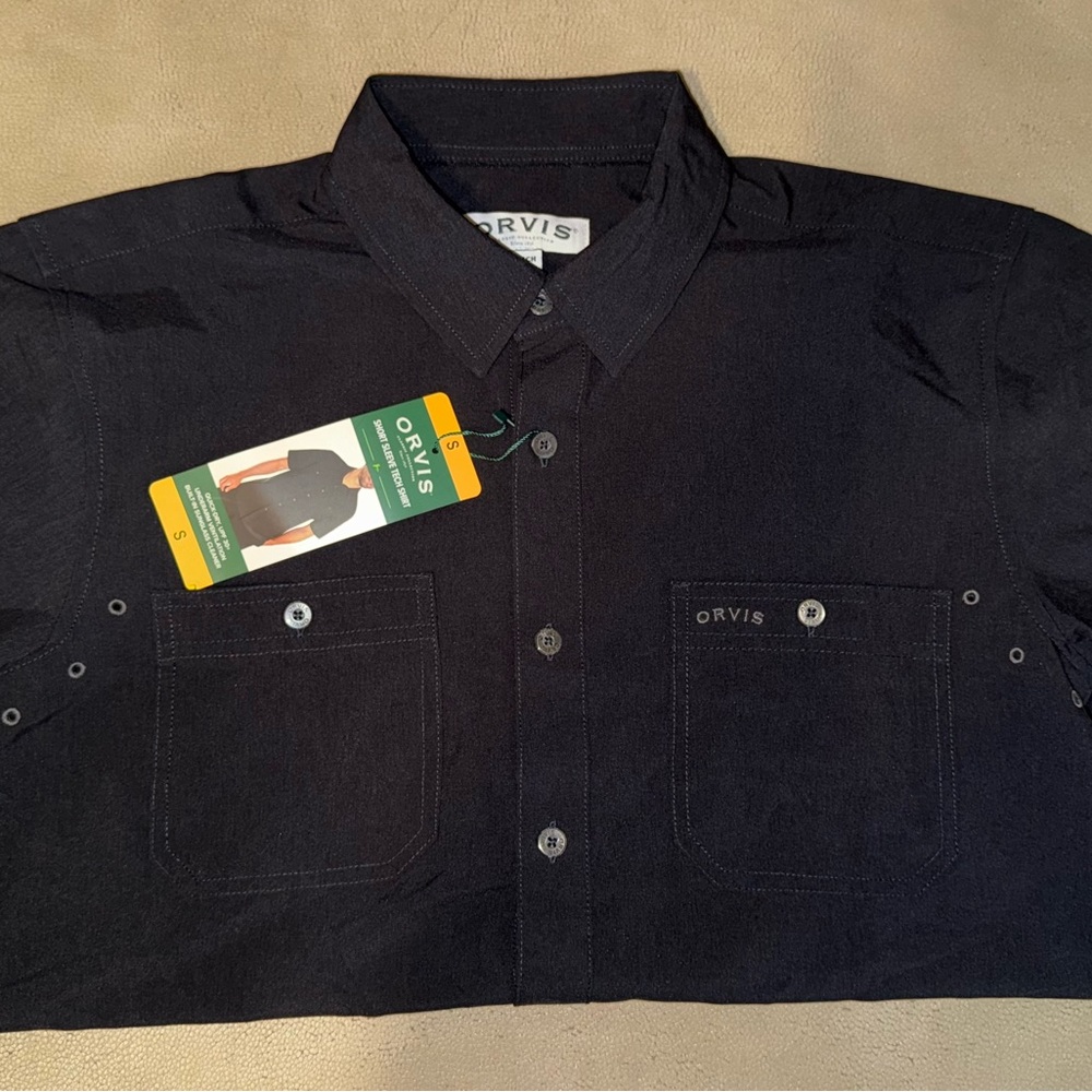 NWT Orvis Black Short Sleeve Performance Tech Shirt UV Protection Small